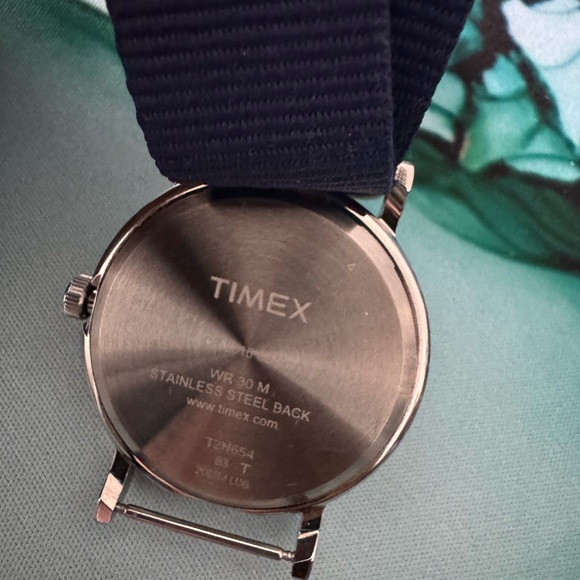 Timex Silver Case Watch with Navy Strap - Picture 3 of 3
